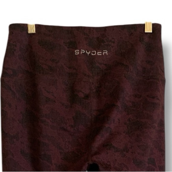SPYDER High Waisted Printed Leggings Wine Camouflage Print Large Workout BAL… - Picture 13 of 14